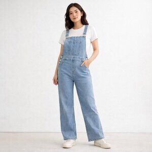 NEW Jeans Denim Bib Overalls Straight Leg Blue